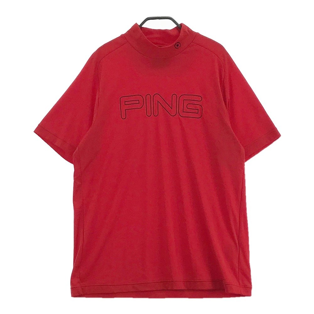 PING ピン 2022年モデル ハイネック半袖Tシャツ レッド系 LL [240101107325] ゴルフウェア メンズの画像1