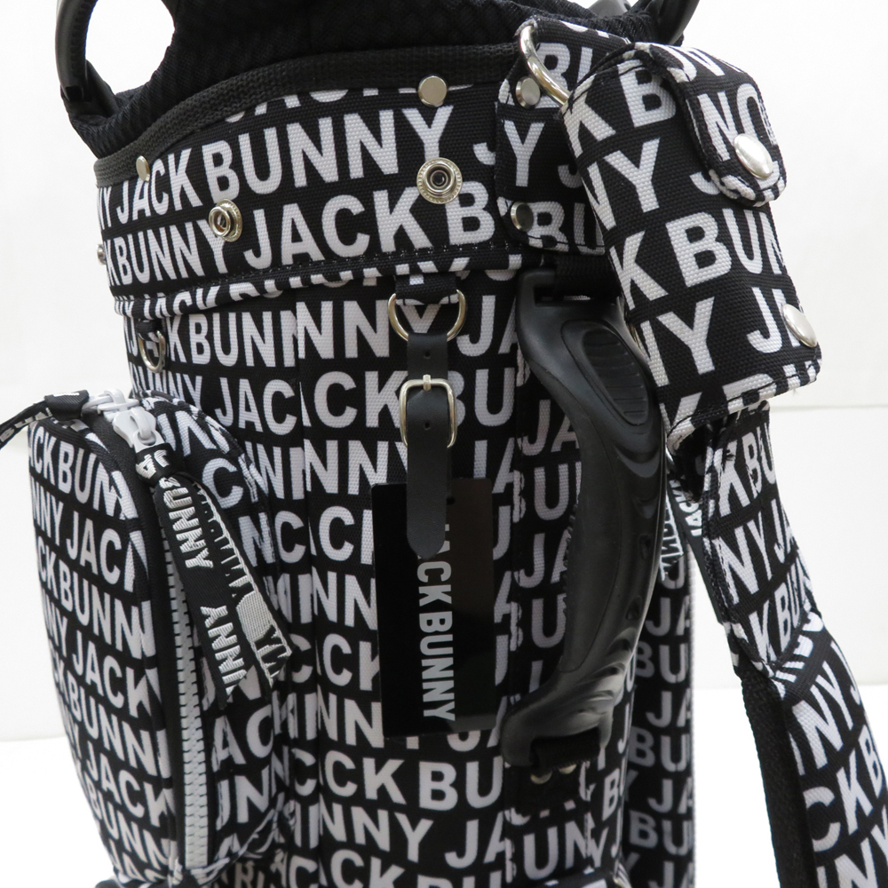 【1円】JACK BUNNY ジャックバニー カートキャディバッグ ロゴ 総柄 ブラック系 8.5型 [240101129644] ゴルフウェア_画像6