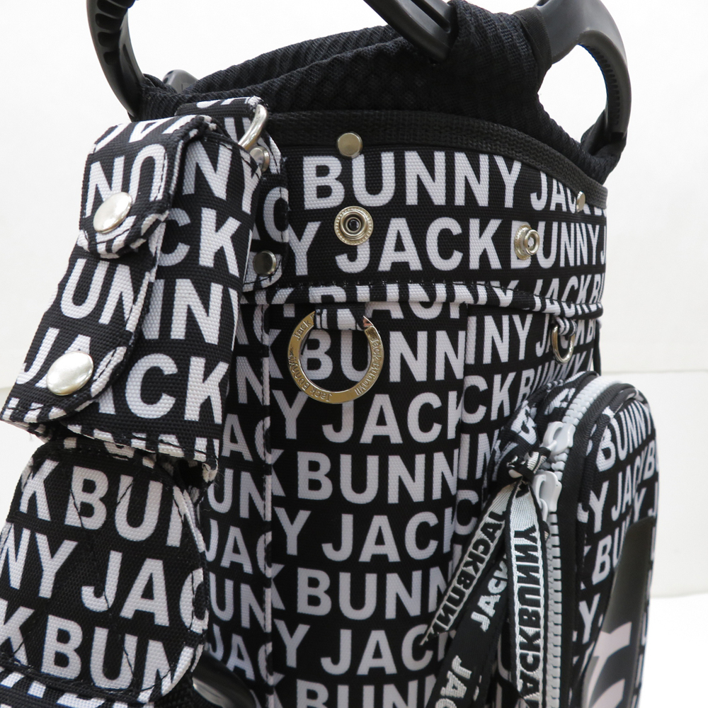 【1円】JACK BUNNY ジャックバニー カートキャディバッグ ロゴ 総柄 ブラック系 8.5型 [240101129644] ゴルフウェア_画像7