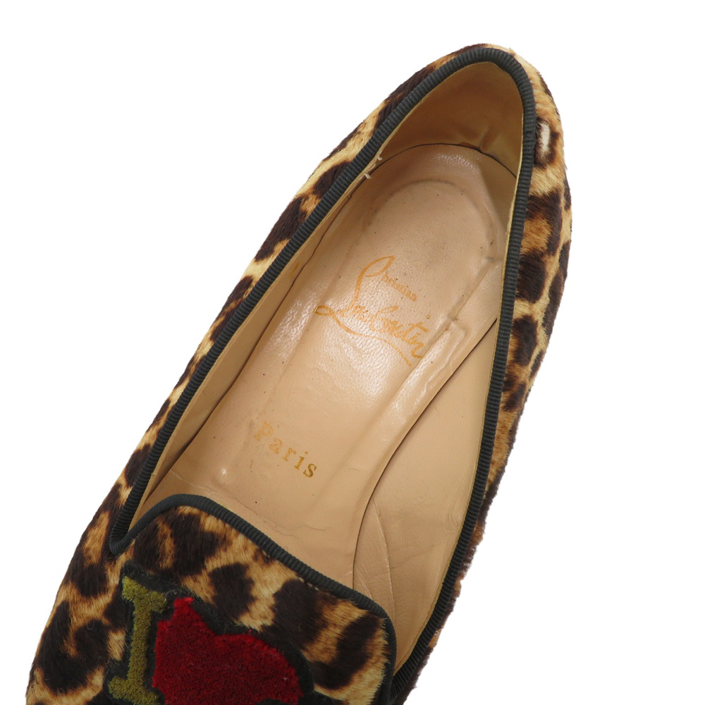 CHRISTIAN LOUBOUTIN クリスチャン ルブタン MY LOVE FLAT VELVET オペラシューズ ハラコ Drawer別注 レオパード柄 36 1/2 [240101016291]_画像6