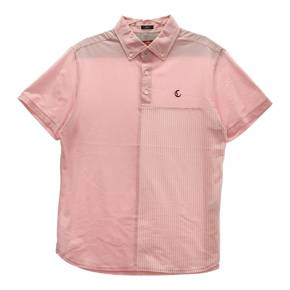 CALLAWAY キャロウェイ レッドレーベル 2021年モデル 半袖ポロシャツ ストライプ柄 ピンク系 LL [240101023954] ゴルフウェア メンズ_画像1