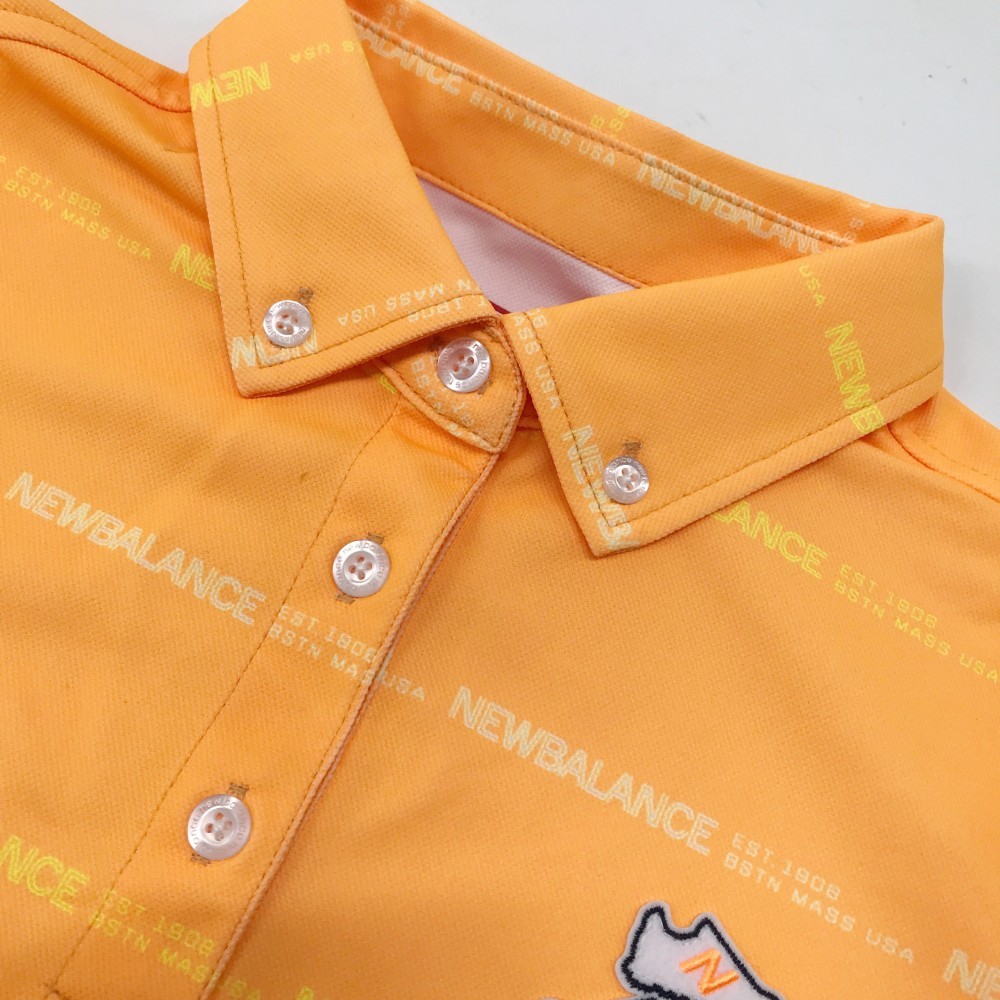 NEW BALANCE GOLF ニューバランスゴルフ 半袖ポロシャツ ボタンダウン ロゴ柄 オレンジ系 1 [240001978880] ゴルフウェア レディース_画像3