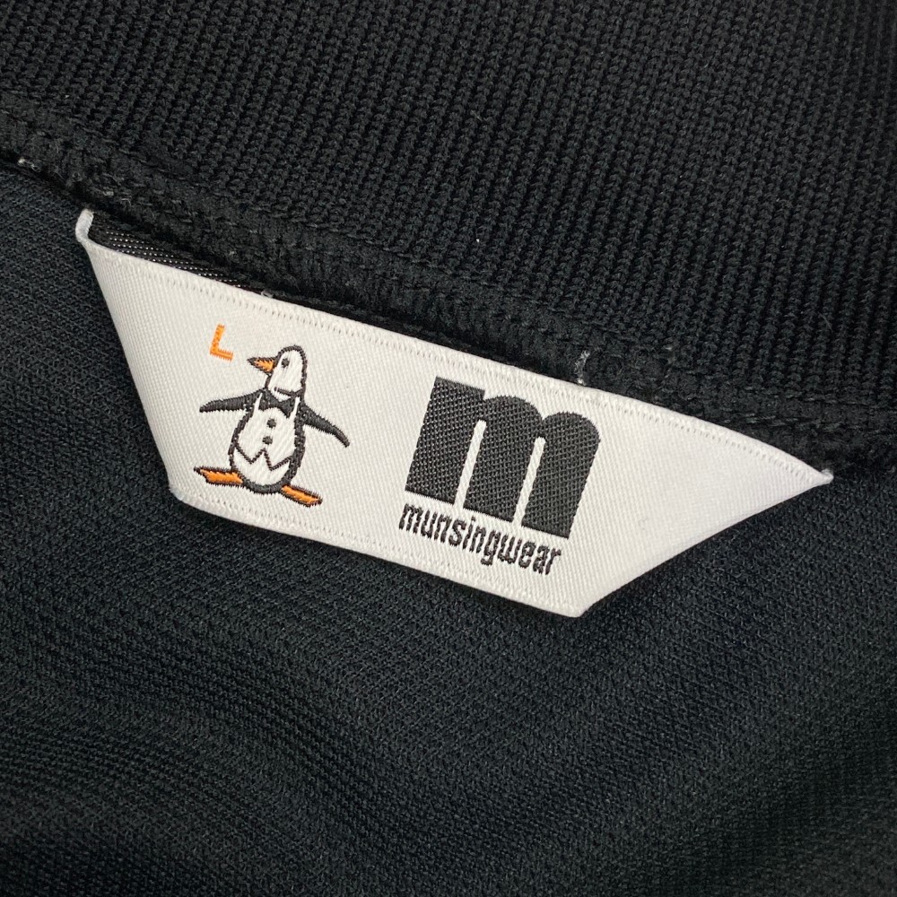 MUNSING WEAR マンシングウェア ハイネック長袖 Tシャツ 袖ロゴ ブラック系 L [240101127272] ゴルフウェア メンズ_画像3