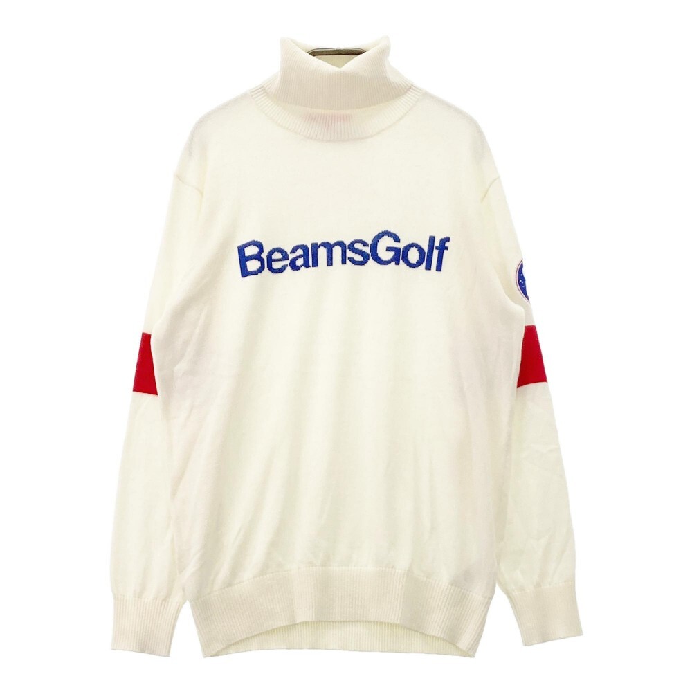 BEAMS GOLF ビームスゴルフ タートルネック長袖ニットセーター ワッペン ホワイト系 M [240101111308] ゴルフウェア メンズ_画像1