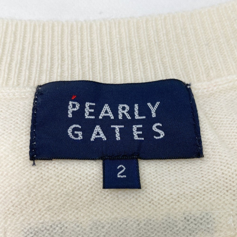 PEARLY GATES Pearly Gates 2022 год модели вырез лодочкой вязаный свитер общий рисунок оттенок белого 2 [240101143386] Golf одежда женский 