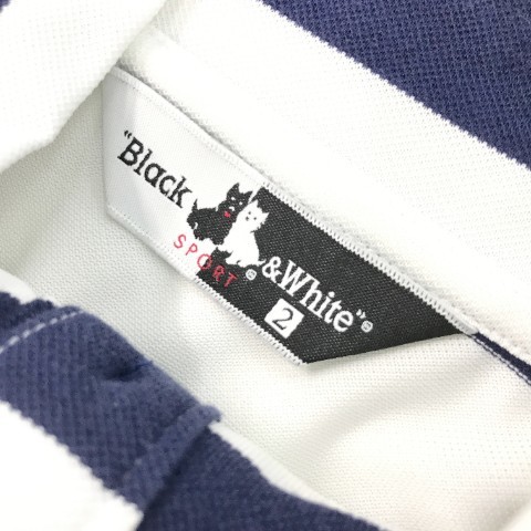 BLACK&WHITE ブラックアンドホワイト 半袖ワンピース ボーダー柄 ネイビー系 2 [240101026154] ゴルフウェア レディース_画像6