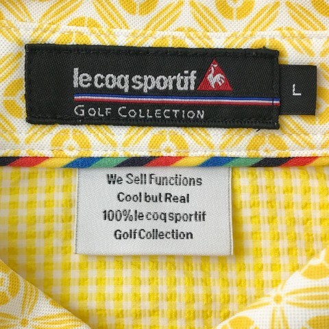 LE COQ GOLF ルコックゴルフ 半袖ポロシャツ ボタンダウン 総柄 イエロー系 L [240101035942] ゴルフウェア メンズの画像5