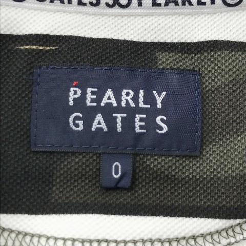 PEARLY GATES パーリーゲイツ 30周年 半袖ポロシャツ ワッペン ボーダー カモフラ柄 カーキ系 0 [240101036513] ゴルフウェア レディース_画像6