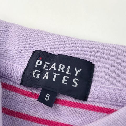 【1円】PEARLY GATES パーリーゲイツ 半袖ポロシャツ ボーダー柄 パープル系 5 [240001868072]_画像6