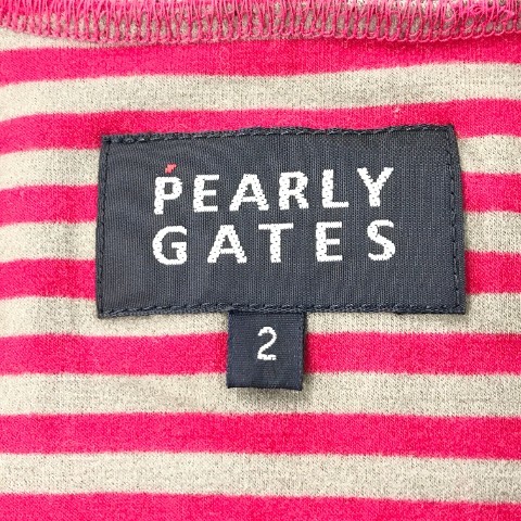 【1円】PEARLY GATES パーリーゲイツ 長袖ハーフジップTシャツ ボーダー ピンク系 2 [240001947466]_画像6