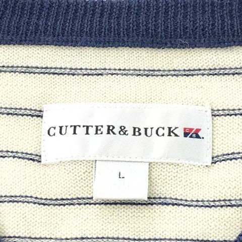 【1円】CUTTER&BUCK カッターアンドバック 長袖ニットセーター ボーダー柄 ネイビー系 L [240001824380]_画像5