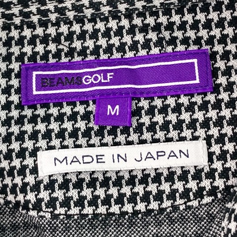 【1円】BEAMS GOLF ビームスゴルフ 長袖ポロシャツ ワッペン 総柄 ブラック系 M [240101061989]_画像4