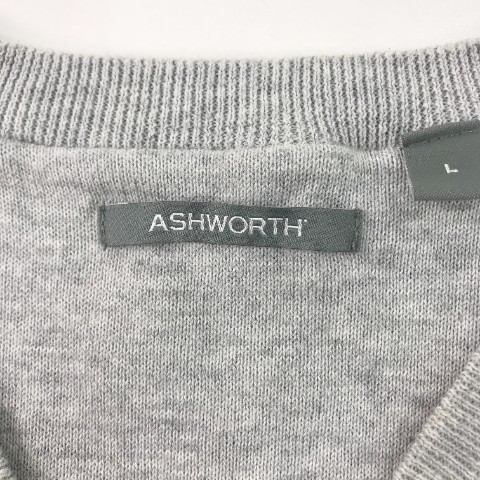 ASHWORTH アシュワース Vネックニットベスト アーガイル柄 グレー系 L [240101010270] ゴルフウェア メンズ_画像5