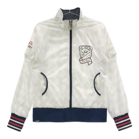 【1円】FILA GOLF フィラゴルフ 2WAY 裏メッシュ ジップジャケット 総柄 ホワイト系 M [240101017665]_画像1