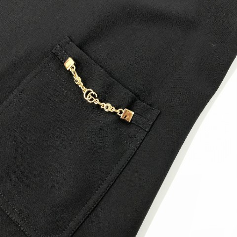 GUCCI グッチ 661672 半袖ワンピース ダブルG チェーン ブラック系 36 [240001900826] レディース_画像4