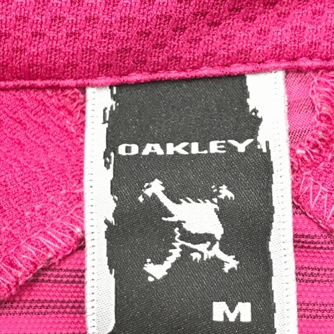 OAKLEY オークリー 半袖シャツ ボタンダウン スカル刺繍 ボーダー柄 ピンク系 M [240001987048] ゴルフウェア メンズ_画像7