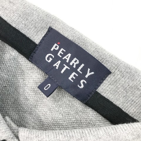 PEARLY GATES パーリーゲイツ 半袖ポロシャツ ワッペン ボーダー柄 グレー系 0 [240001994844] ゴルフウェア レディース_画像5