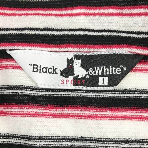 BLACK&WHITE ブラックアンドホワイト ハーフジップ 半袖ワンピース ボーダー柄 レッド系 1 [240101003562] ゴルフウェア レディース_画像6