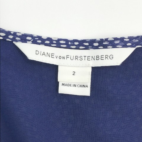 DIANE von FURSTENBERG ダイアンフォンファステンバーグ シルクワンピース 総柄 ネイビー系 2 [240101004843] レディース_画像6