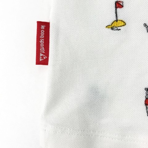 LE COQ GOLF ルコックゴルフ 半袖 ポロシャツ 刺繍 総柄 ホワイト系 L [240101006437] ゴルフウェア レディース_画像3