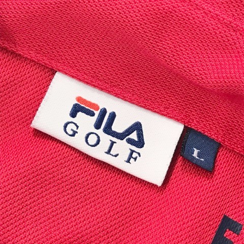 FILA GOLF フィラゴルフ 半袖ポロシャツ ボタンダウン 総柄 レッド系 L [240001979630] ゴルフウェア メンズ_画像5