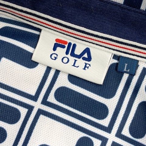 FILA GOLF フィラゴルフ ML5AM607 半袖ポロシャツ ボタンダウン 総柄 ホワイト系 L [240101098081] ゴルフウェア メンズ_画像5