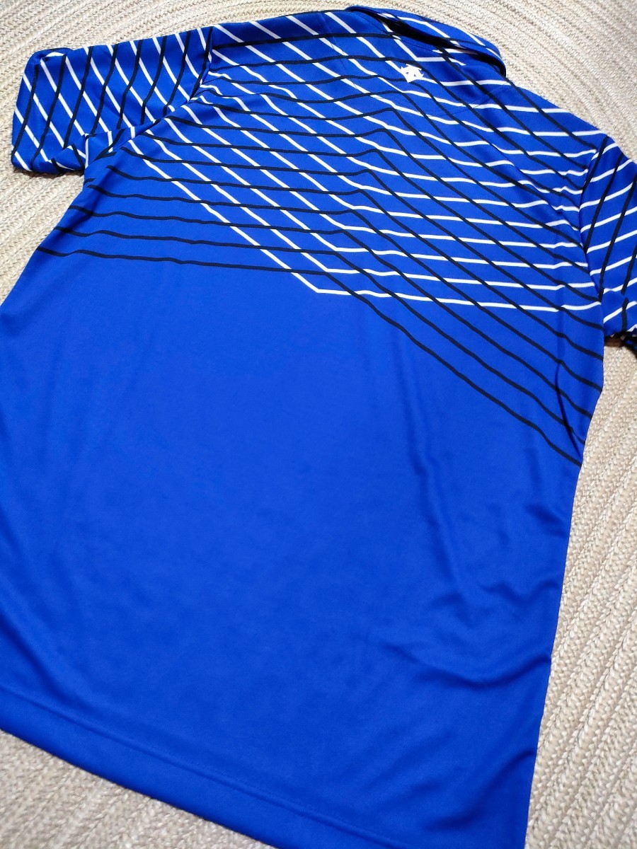  новый товар обычная цена 10560 Matsuyama Hideki Pro "надеты" SRIXON Srixon рубашка-поло с коротким рукавом LL Cross образец синий blue . пот скорость .UV уход .. Golf мужской 