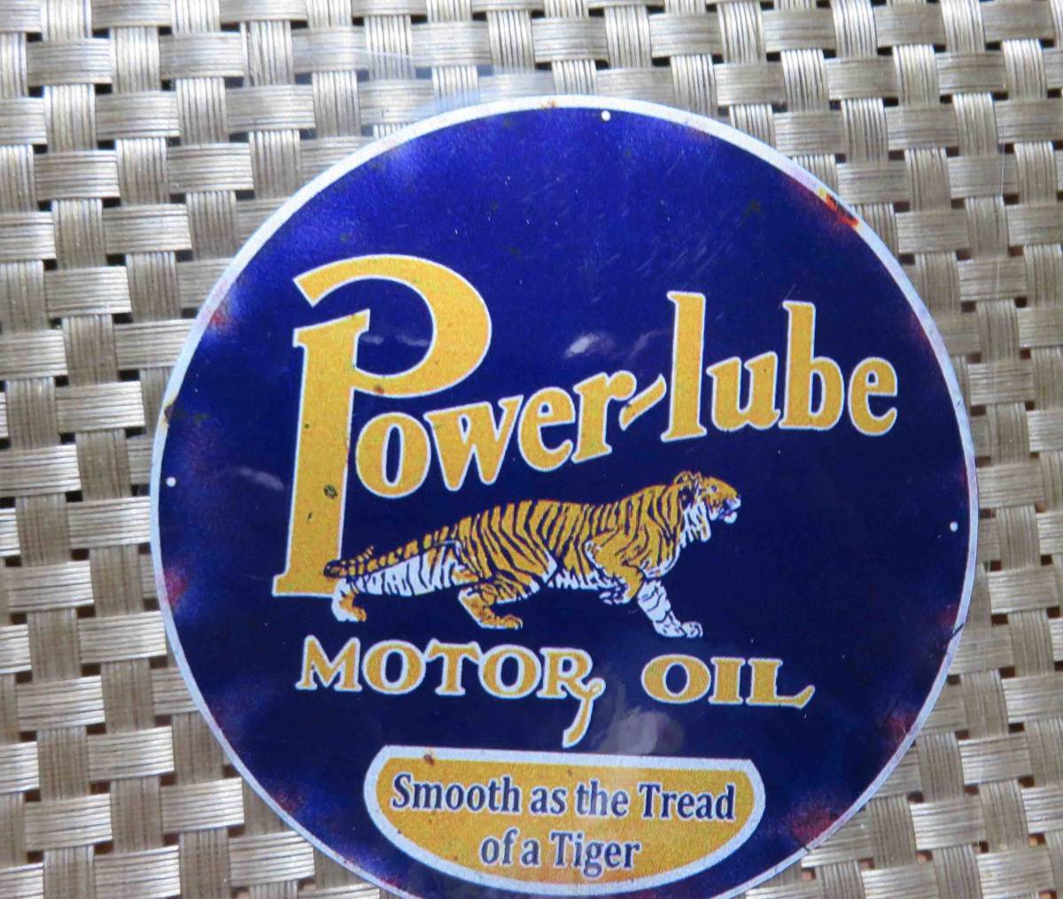 猛虎ST紺橙◆新品パワールーブモーターオイル　ガソリン　POWER LUBE MOTOR OIL VINTAGE RETRO　ステッカー　シール防水◎自動車　DIY倉庫_画像3