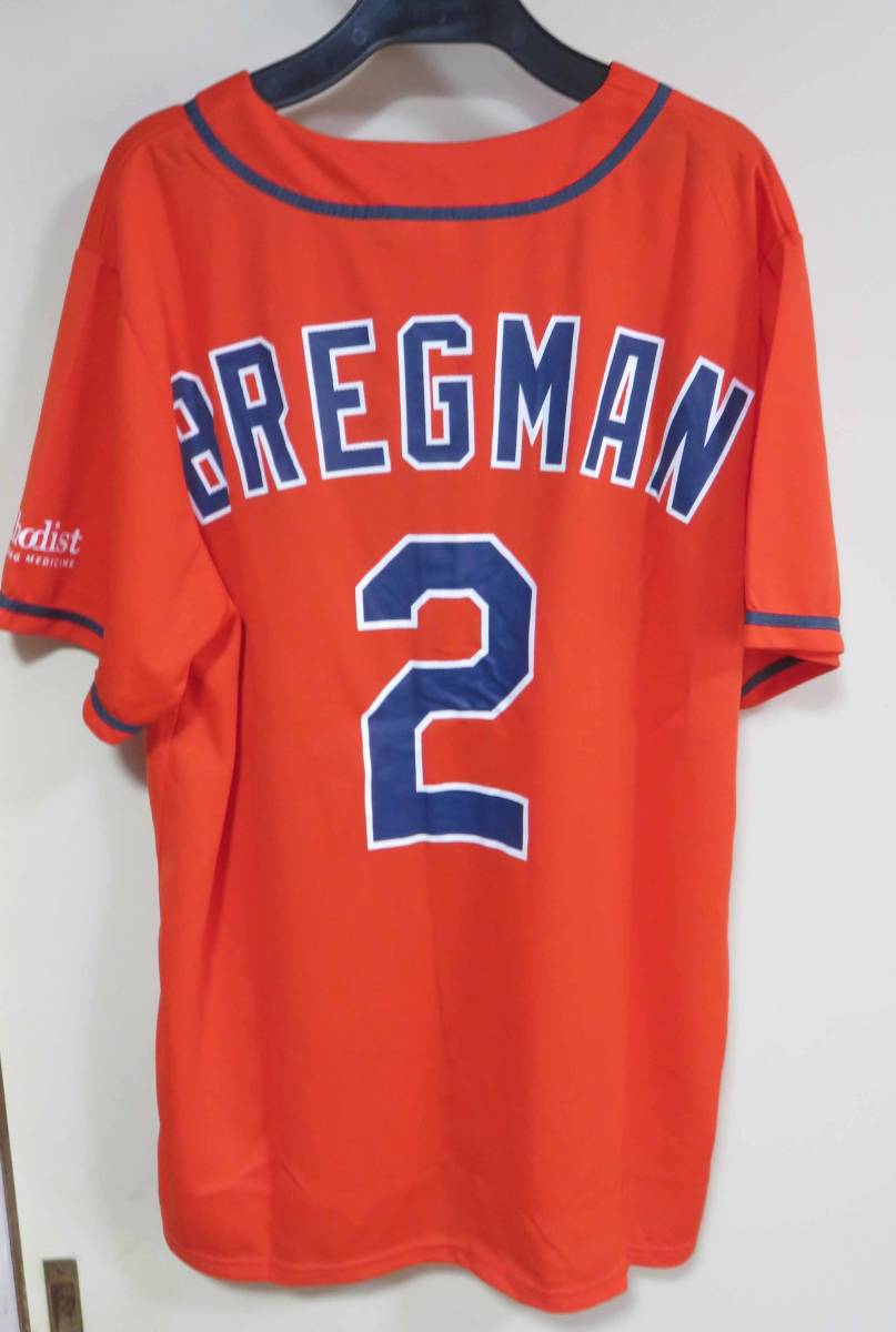 海外L橙■古着MLBヒューストン・アストロズHouston Astrosアレックス・ブレグマン　Alex Bregman２番ユニフォーム■■野球　メジャーリーグ_画像1