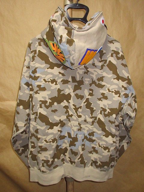 エイプ A BATHING APE SAND CAMO BIG POCKET OVERSIZED SHARK FULL ZIP HOODIE シャーク　迷彩　ジップアップ　パーカー S_画像3