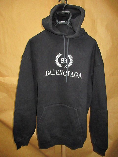 バレンシアガ　BALENCIAGA 　2018　556143 TDV52　BBロゴ　オーバーサイズ　ビッグ　パーカー　黒M　国内正規品_画像1