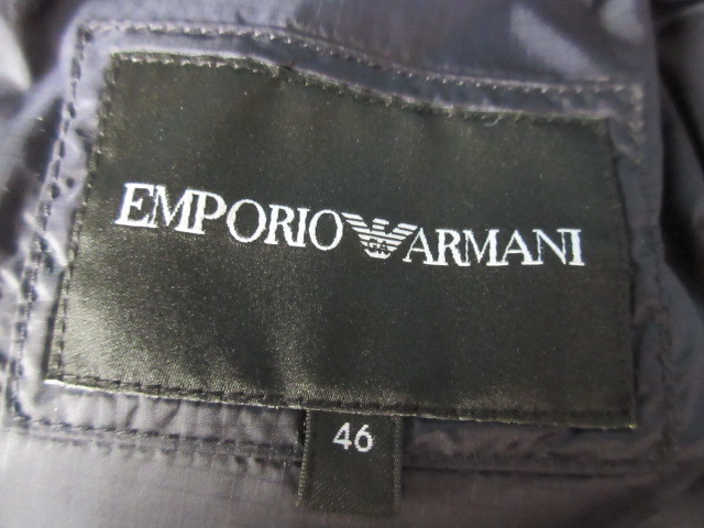  Emporio Armani EMPORIO ARMANI sleeve Logo badge hood light weight down jacket navy 46 domestic regular goods 