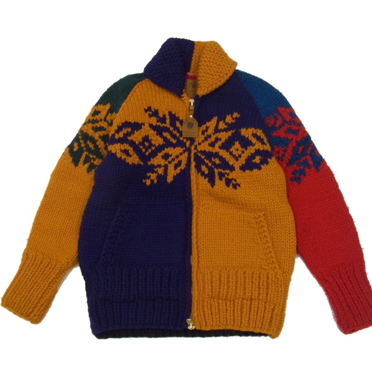 美品◇Canadian Sweater カウチンセーター ニットジャケット クレイジーパターン カナディアンセーター カナダ製 雪柄 レディース