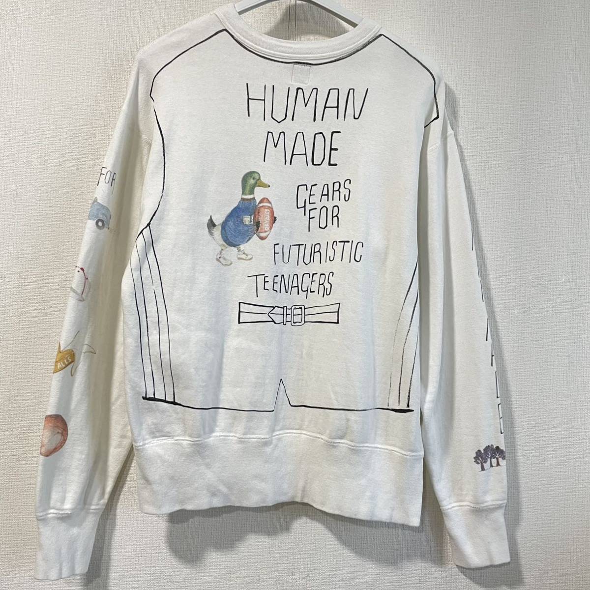 正規品 美品 ヒューマンメイド HUMAN MADE トレーナー スウェット クルーネック トップス アウター ホワイト M_画像4