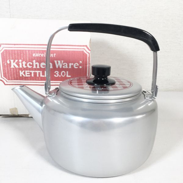 【状態良好】昭和レトロ Kitchen Ware キッチン ウエア やかん ケトル 3.0Ｌ アルミやかん_画像2