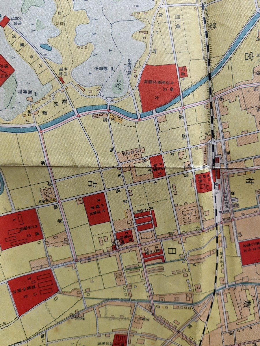 戦前 古地図 昭和十一年発行 今治市 地図 今治市案内記 資料 約53×79cm_画像5