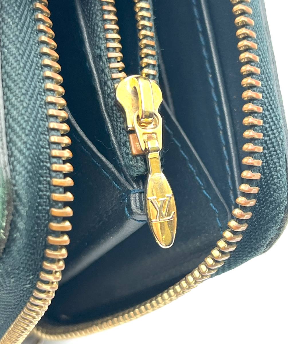 LOUIS VUITTON ルイヴィトン M93722 モノグラムヴェルニ ジッピーウォレット ラウンドファスナー 長財布 ダークグリーン系_画像7