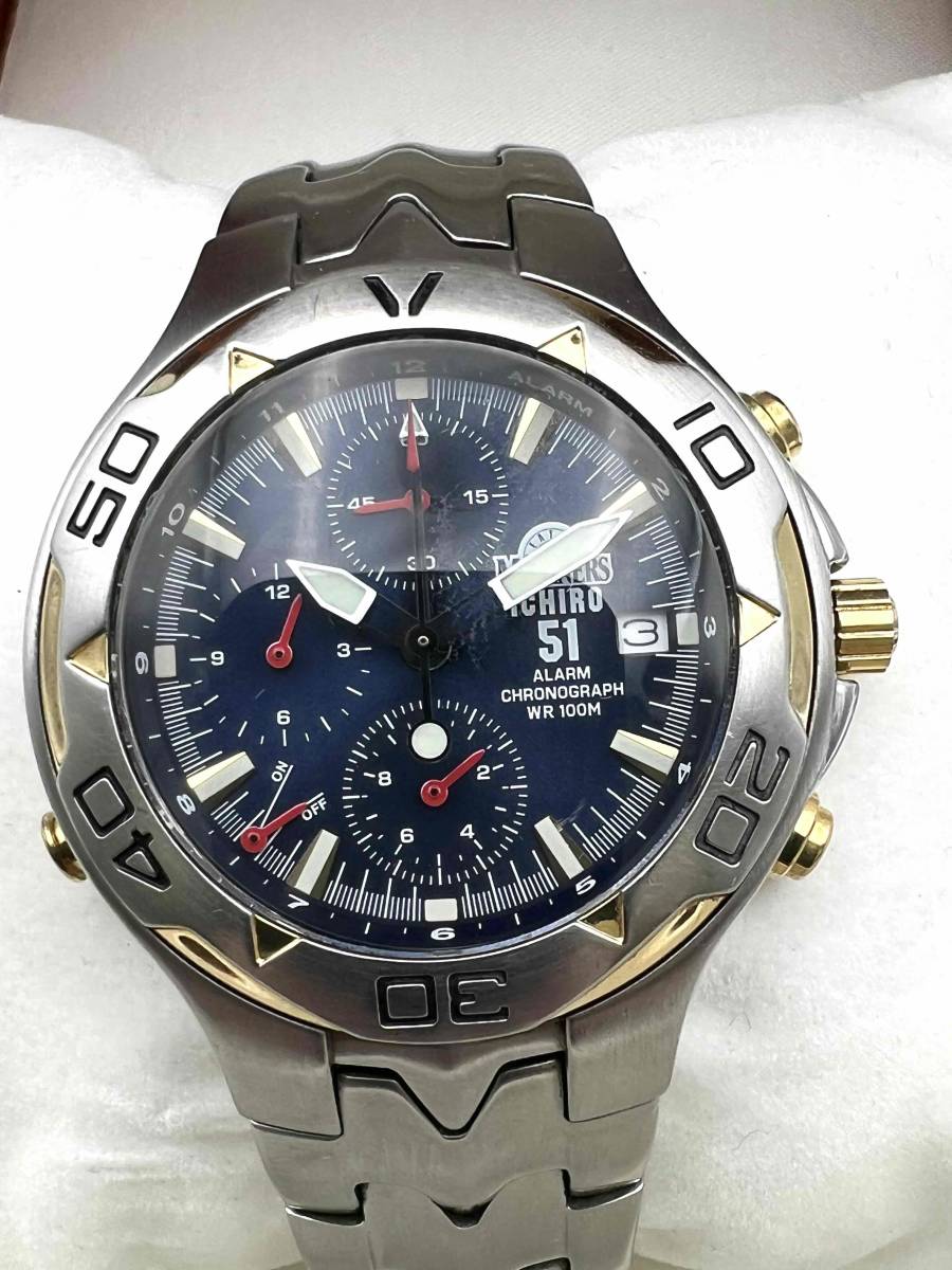 CITIZEN シチズン SEATTLE MARINERS イチローウォッチ 262 MLB ICHIRO 51 クロノグラフ クォーツ 腕時計 動作品 現状品_画像2