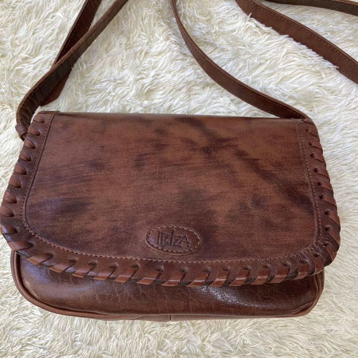 [ beautiful goods ]IBIZAibi The all leather shoulder bag Brown cow leather 