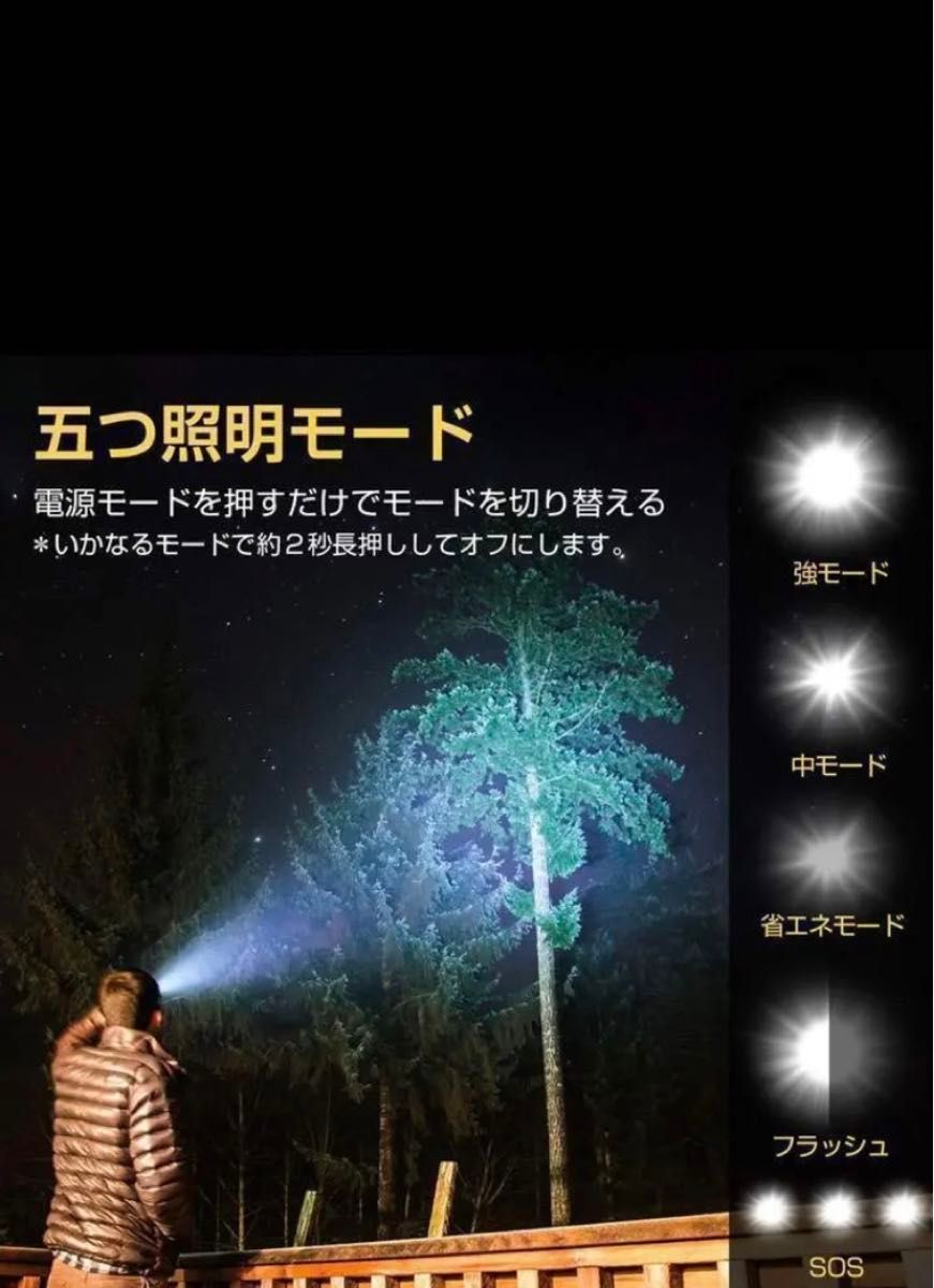 最新版 高輝度 懐中電灯 LED ズーム ライト 調光 防災 防水 停電