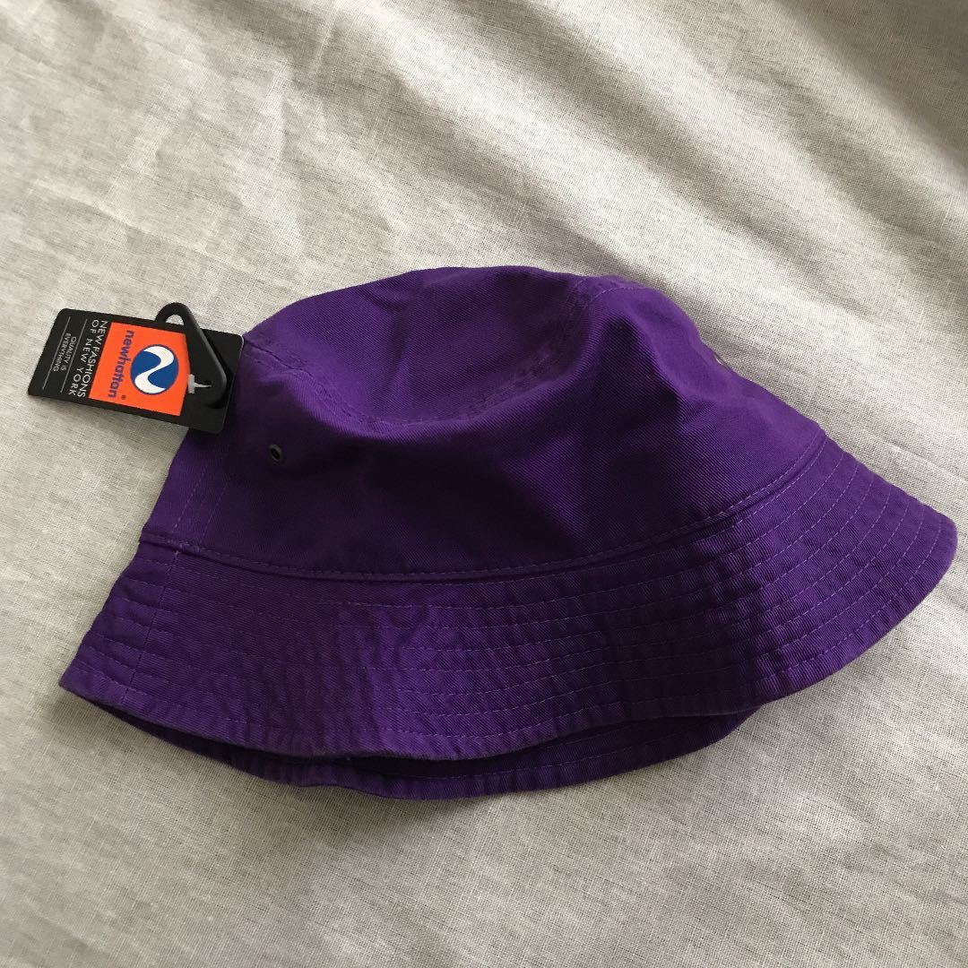 newhattan ニューハッタン コットン バケットハット 帽子 L/XL 紫 パープル_画像3