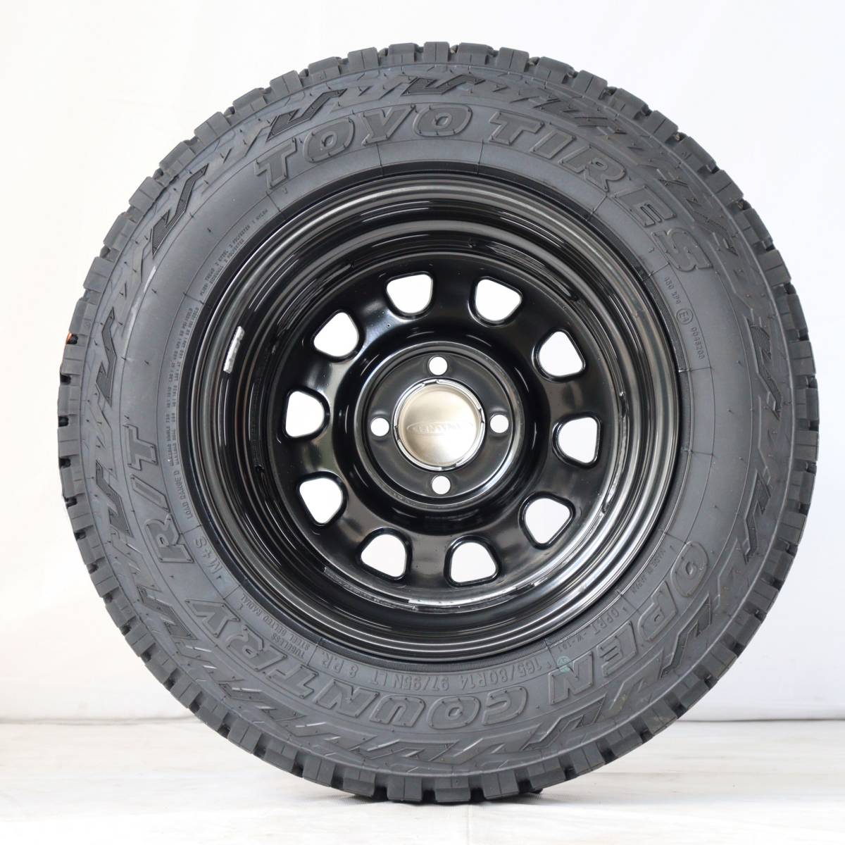 新品 デイトナ 14-6.0J＋30 4-100 ブラック タイヤ付4本SET 165/80R14 トーヨー OPENCOUNTRY R/T プロボックス アウトレット特価(W2409)_画像5