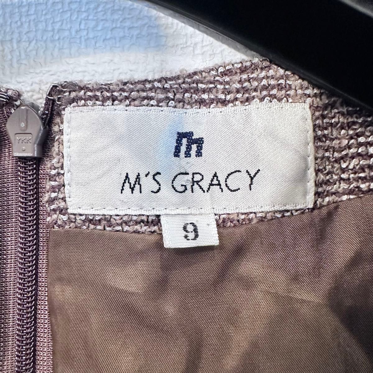 M'S GRACY エムズグレイシー 膝丈ワンピース ウール くるみボタン クルーネック 9号 Mサイズ