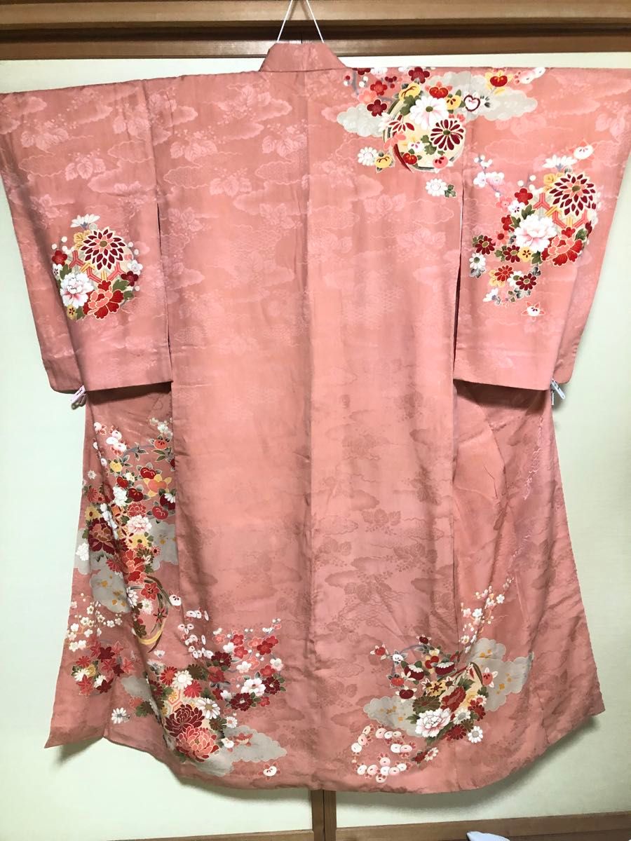アンティーク着物】付け下げ ピンク 花々 美品 大正浪漫 レトロ アンティーク着物】付け下げ ピンク 花々 美品 大正浪漫 レトロ