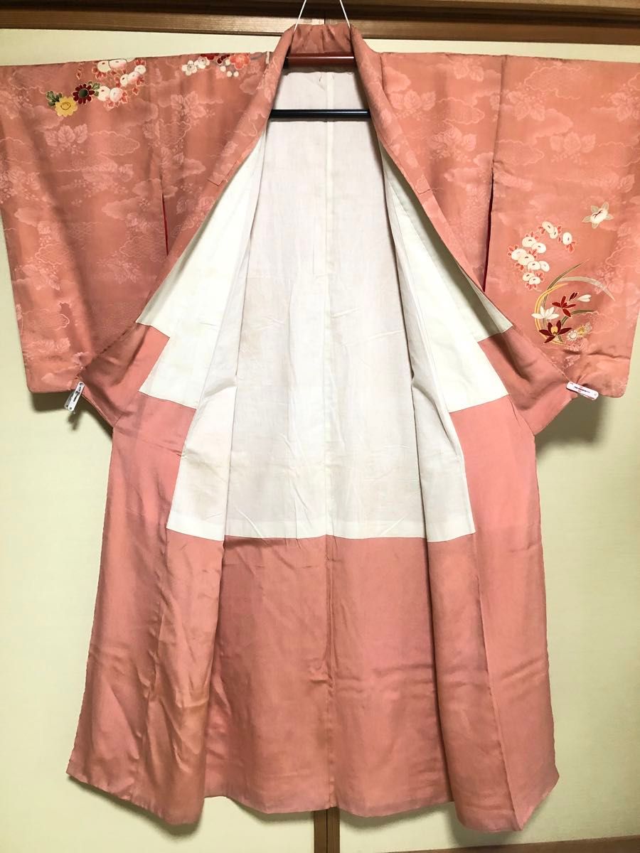 アンティーク着物】付け下げ ピンク 花々 美品 大正浪漫 レトロ アンティーク着物】付け下げ ピンク 花々 美品 大正浪漫 レトロ
