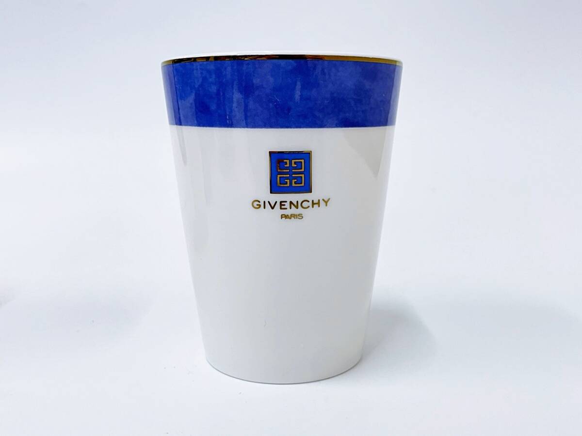 GIVENCHY ジバンシー コップ カップソーサー 2セット 2客ペア フリーカップ 洋食器 食器 青 ブルー 金彩 オシャレ 大容量の画像2