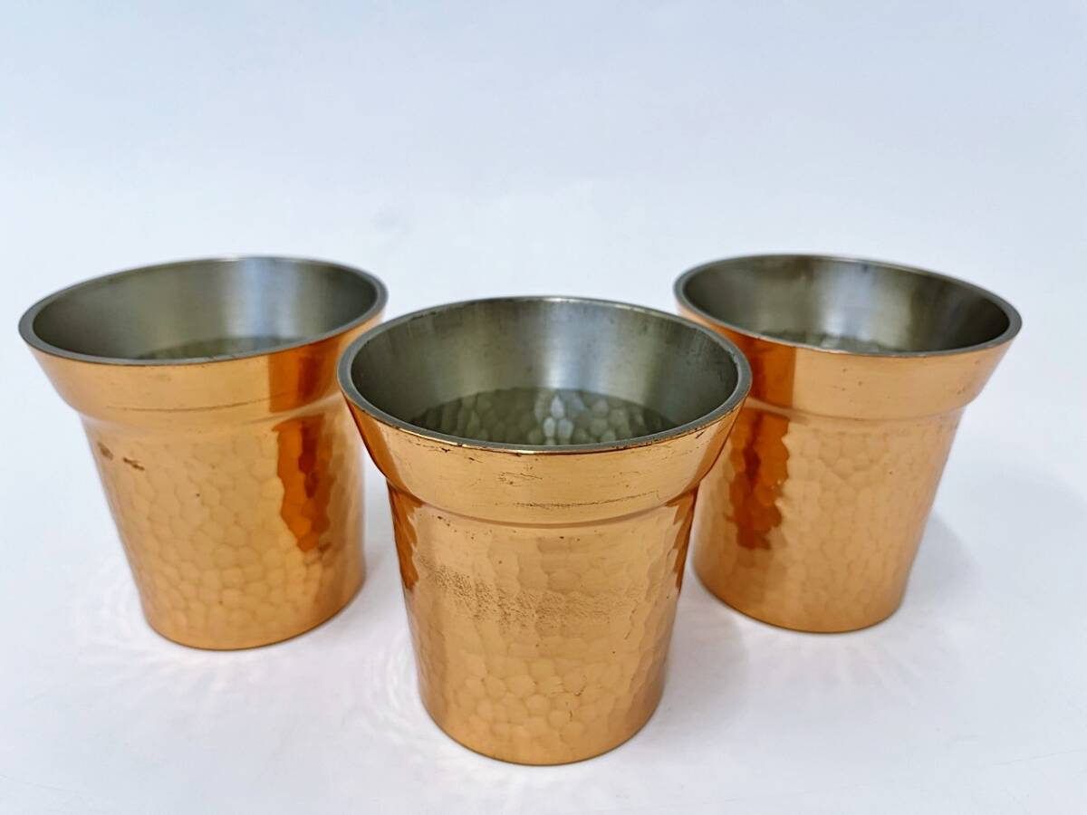 純銅製 純銅 タンブラー3客セット タンブラー コップ 純銅製タンブラー カップ ビールタンブラー 食器 _画像1