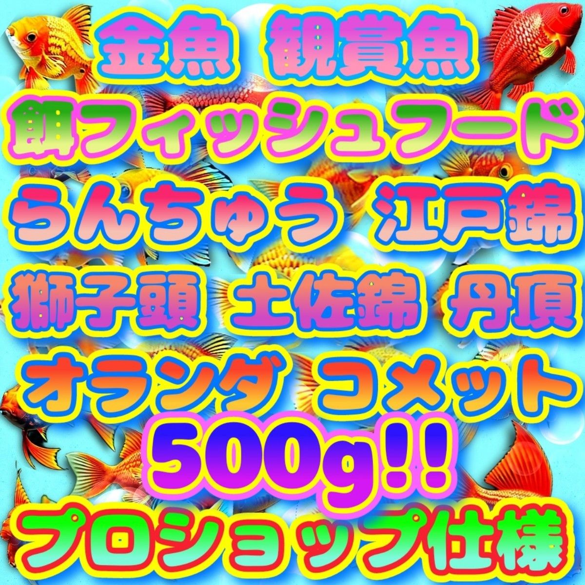 らんちゅう 金魚 エサ 大盛500g!! 観賞魚 フィッシュフード ショップ ブリーダー推奨 プロ仕様 繁殖 飼料 餌 オランダ