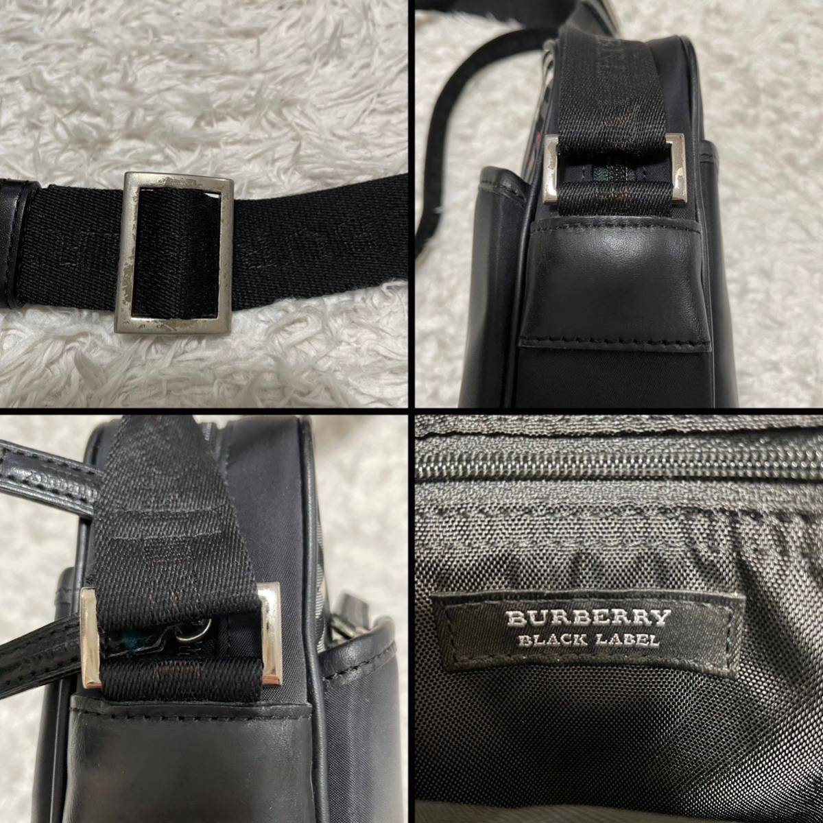 美品 バーバリーブラックレーベル Burberry Black Label ショルダーバッグ ノバチェッレザー ブラック斜め掛け 黒 _画像8