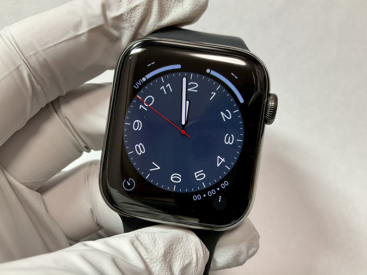 (E02) Apple Watch Series 6 GPS+Cellularモデル 44mmスペースブラックステンレススチールケース バッテリー100%